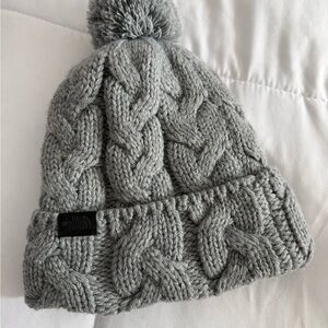 The North Face Gray Knit Pom-Pom Beanie Winter Hat